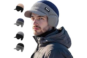 Yuan Hat, Men's Winter Knitted Earflap Hat - Ultimate Cold Protection & Style, Winter Beanie Warm Earflap Colorblock Hats