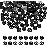 MECCANIXITY 1500Pcs Half Pearl for Crafts, 4mm Plastic Half Flatback Imitation Pearls Cabochon Loose Beads Rhinestone for DIY Crafts Clothing Tumbler Shoes Embellishment Nail (Black)