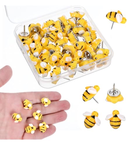 CAIRIAC 30 Pcs Bee & Sunflower Push Pins - Decorative Thumbtacks For Bulletin Board, Office, Classroom - View #10