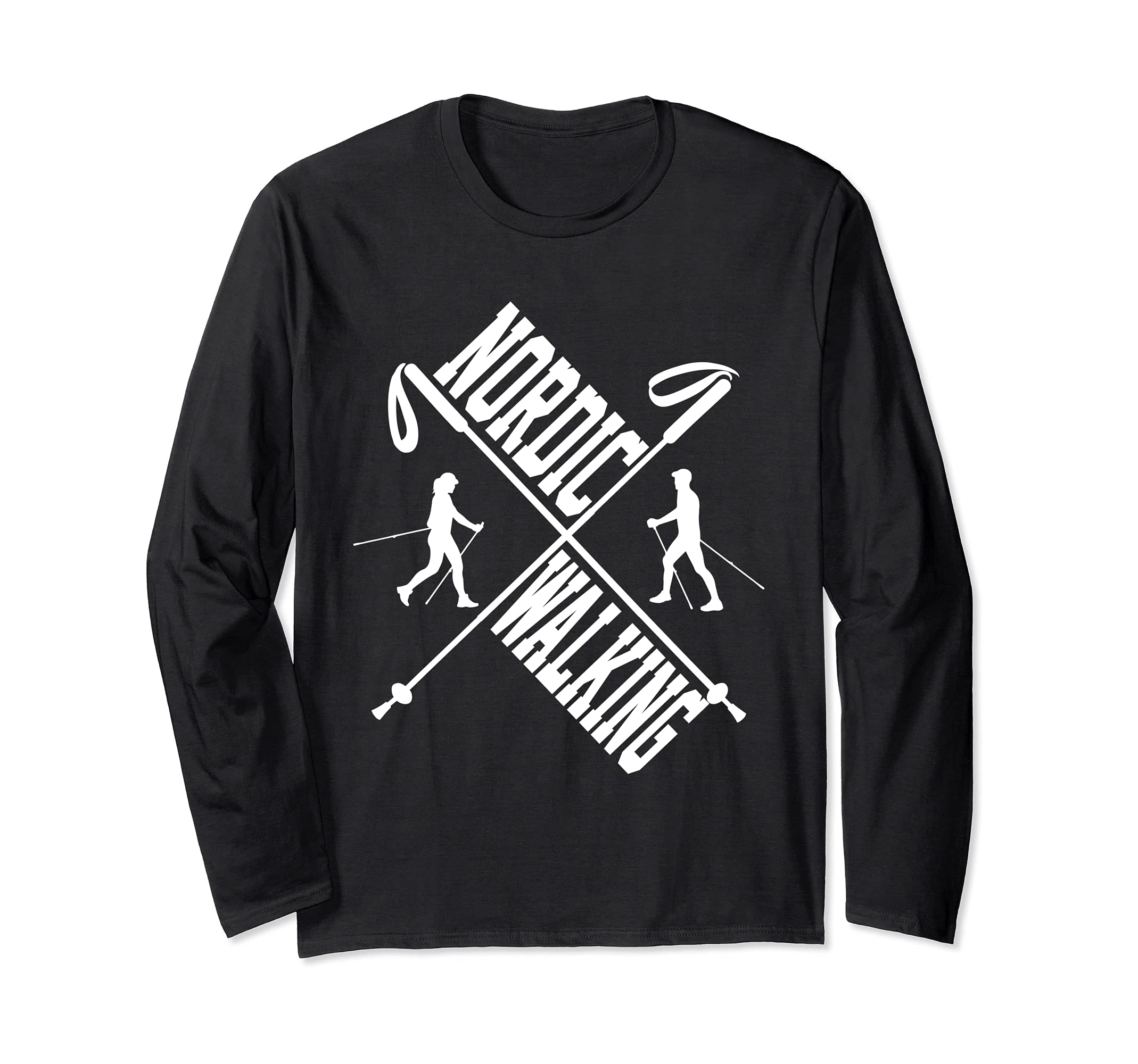 Nordic Walking Crossed Walking Sticks Long Sleeve T-Shirt