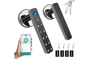 Smart Door Lock with Knob, Keyless Entry Door Locks with Handle, Fingerprint Door Knob with Keypad&App Control for Bedroom/Fr