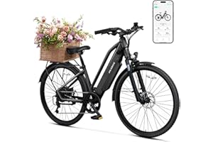 TS TST GRP LLC TST Electric Bike for Adults, 1000W Peak EBike with 36V 10.4Ah Removable Battery, up to 50 Miles Range 30 MPH Electric Bicycle, Rear Rack, Fenders, 7 Speed, 26" Step-Thru E Bike for Commute