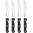 Farberware 4-Piece Full-Tang Triple Rivet 'Never Needs Sharpening' Stainless Steel Steak Knife Set, Black