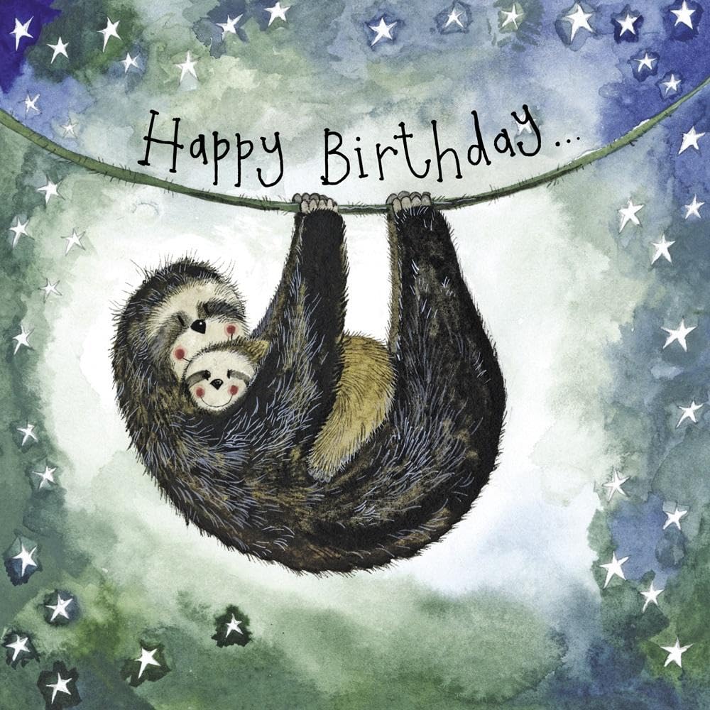 ALEX CLARK Birthday Sloth Card - Animal - Starlight - Nature - Wildlife - Greeting Card - Cards To Celebrate - Designed and Printed in the UK…
