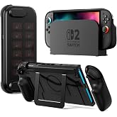 COOWPS P2 Dockable Split Protective Grip Case for Nintendo Switch 2 | Joy-Con Lock Firmly, Hard Shell Travel Front Cover, 12 Game Card Slots, Ergonomic Grip, Stable Metal Kickstand, Magnetic Ring