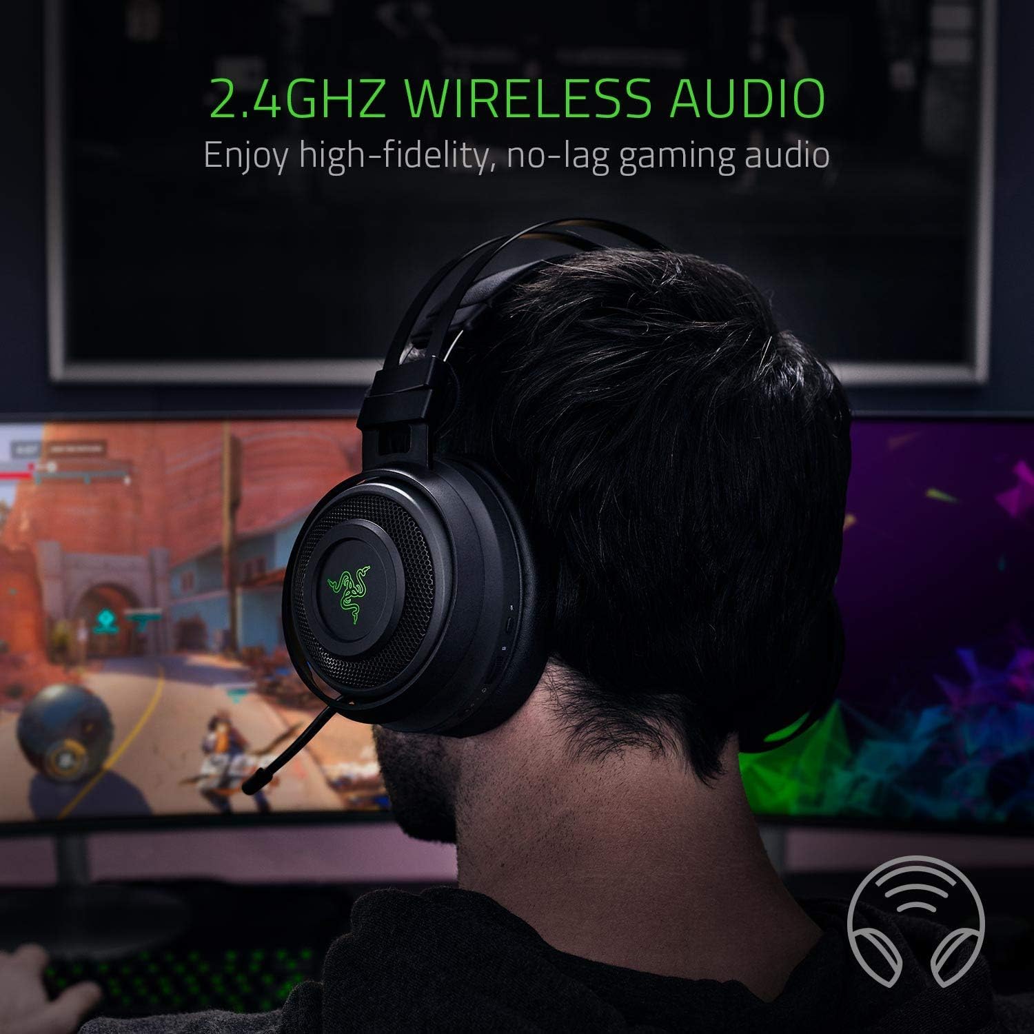 Amazon Com Razer Nari Wireless Thx Spatial Audio Cooling Gel Infused Cushions 2 4ghz Wireless Audio Gaming Headset Works For Pc Ps4 Switch Mobile Devices Renewed Computers Accessories