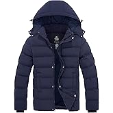 Wantdo Men's Hooded Winter Coat Warm Puffer Jacket Thicken Cotton Coat with Removable Hood