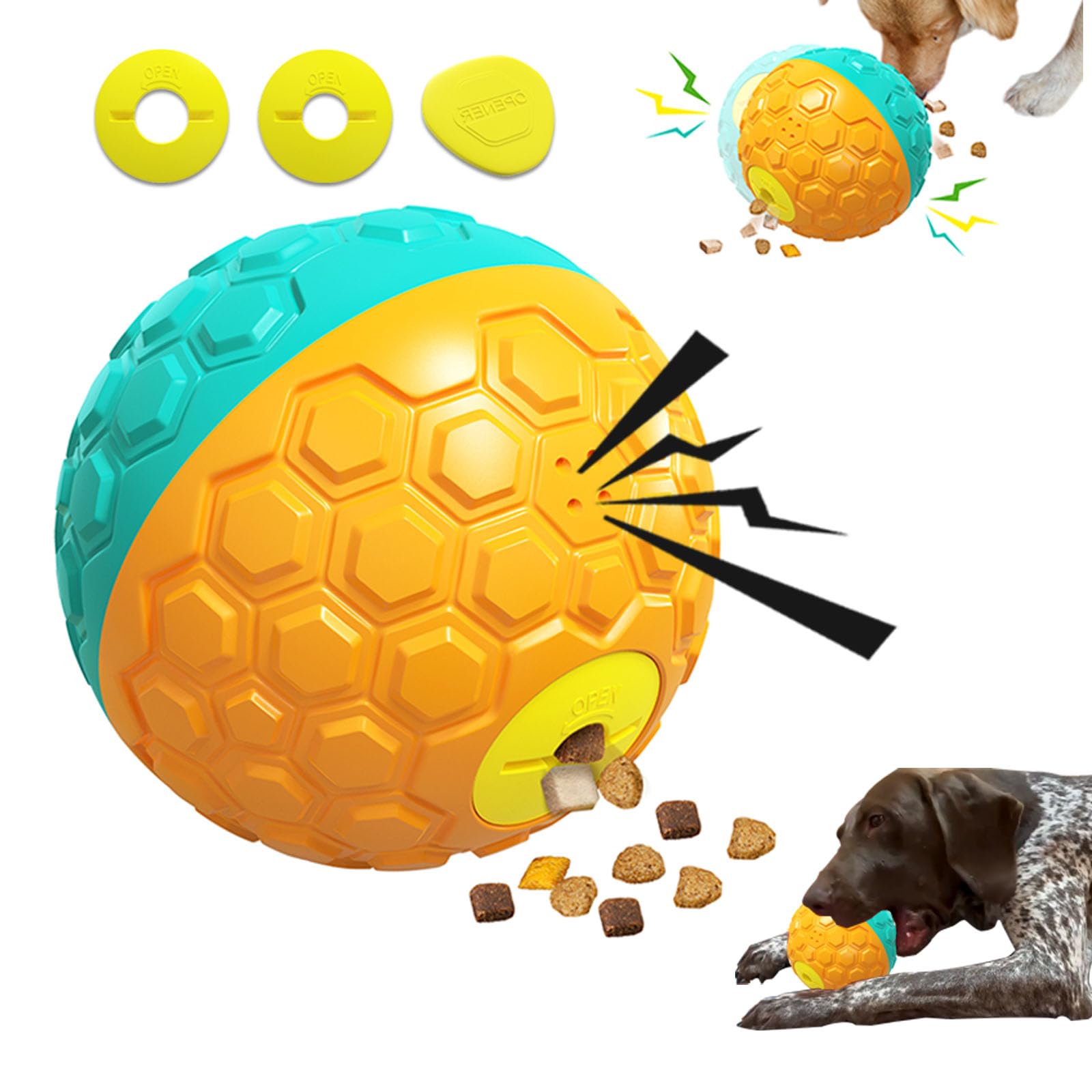 HNNOAIDA Interactive Dog Ball Toy - 5.8" Treat Dispenser, Durable for Large Dogs & Aggressive Chewers (Blue-Orange)