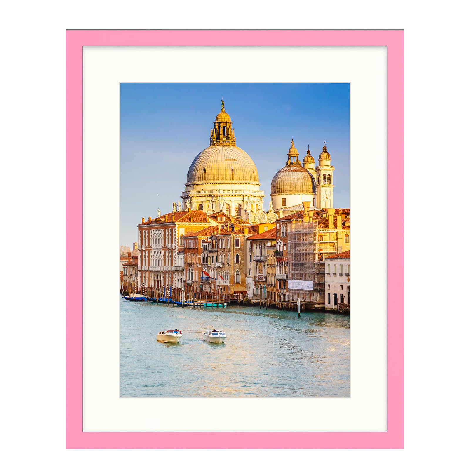 wyooxoo 20x24 Picture Frame Made of Solid Wood Pink Photo Frames Display Pictures 16x20 with Mat or 20x24 Without Mat Colorful Frame For Horizontal Vertical Wall Mounting Image