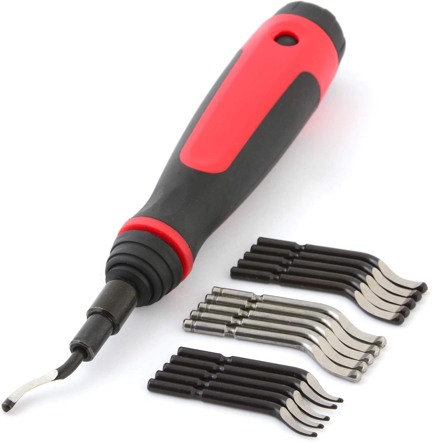 AFA Tooling Long Reach Deburring Tool with 15 High-Speed Steel Rotary Burr Removal Blades, 16 Mixed Blades