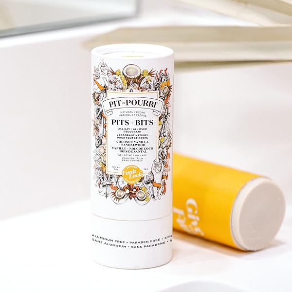 POO-POURRI PITS + BITS NATURAL DEODORANT, SENSITIVE SKIN SAFE, ALL DAY ALL OVER, COCONUT VANILLA SANDALWOOD, 2 OUNCE, WHITE 2 FL OZ