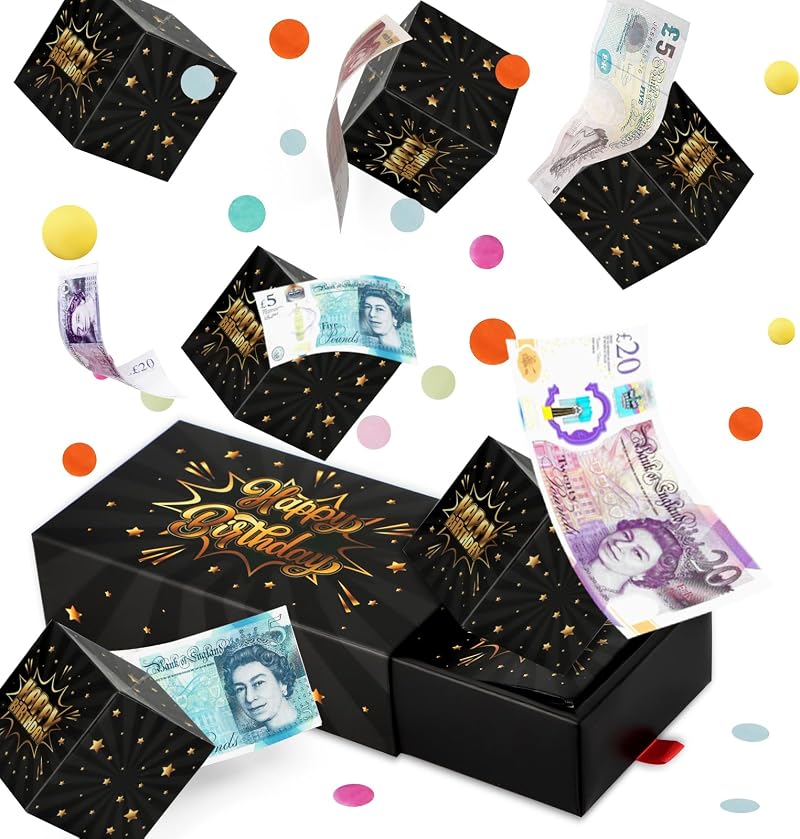 Giftota Happy Birthday Surprise Explosion Box Black Gold Money Gift Box