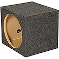 QPower 12 Inch Heavy-Duty Single Sealed Carpet Covered Durable Car Audio Vehicle Subwoofer Enclosure Woofer Box, Charcoal Gray