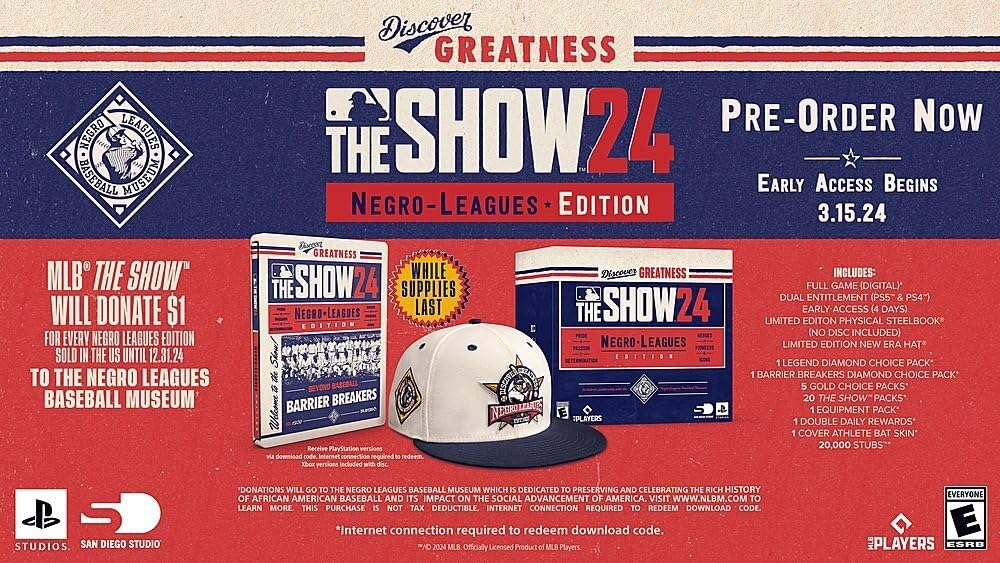 MLB The Show 24: Collector's Edition - The Negro Leagues Edition - Dual Entitlement for Playstation 4 & Playstation 5