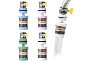 Sink Water Filter 4Pcs 6 Layer Faucet Water Filter Universal Tap Splash-Proof 360° Rotatable Kitchen Bathroom for Sink Faucet