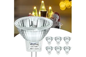 Ivyemons GU4 MR11 12V 10W - 6 Pack MR11 Halogen Bulb 2800k Warm White, Dimmable MR11 Bulb with GU4 Base, Long Lasting MR11 GU4 Halogen Bulb for Accent, Track Light,Precision Halogen Fiber Optic Bulb