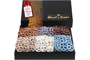 HAZEL & CREME Christmas Yogurt Pretzels Gift Box - Kosher Hanukkah Pretzel Gift - Gift Birthday Gift Basket - Gourmet Pretzels - Chocolate Covered Pretzels - Food Gift Basket - Gourmet Assorted Flavors - Thank You, Sympathy, Get Well