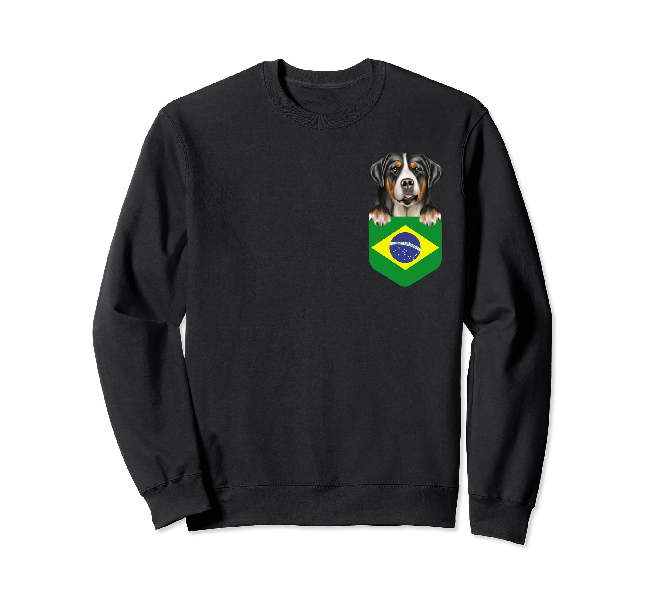 Brazil Flag Greater Swiss Mountain Dog Dog In Pocket Sweatshirt