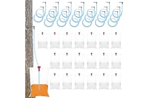 HLIMIOR 20 Sets Maple Syrup Tapping Kit Include 20 Maple Tree Taps Spiles 20 Pcs 35" Maple Syrup Tubes 20 Pcs 8L Maple Syrup Sap Clear Bags for Maple Birch Trees Collection (20)