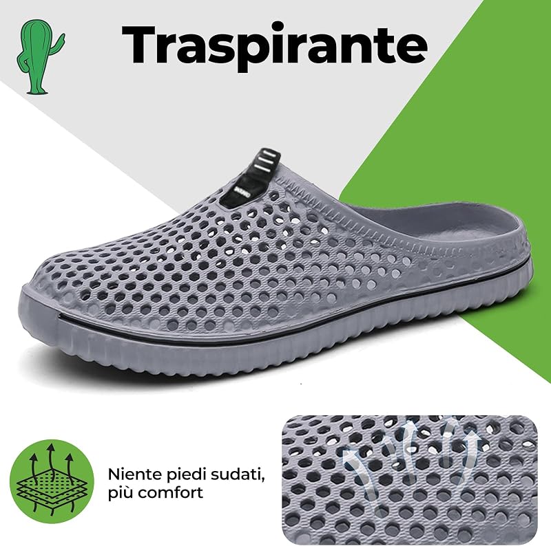 Unisex Zoccoli Ciabatte Scarpe da Spiaggia Grigio 41 EU