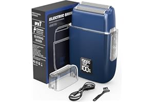 FISHCOVERS Electric Razor for Men, Waterproof Foil Shaver, Double Floating Blades Beard Groomer, Waterproof Rechargeable 90 Min Runtime LED Display