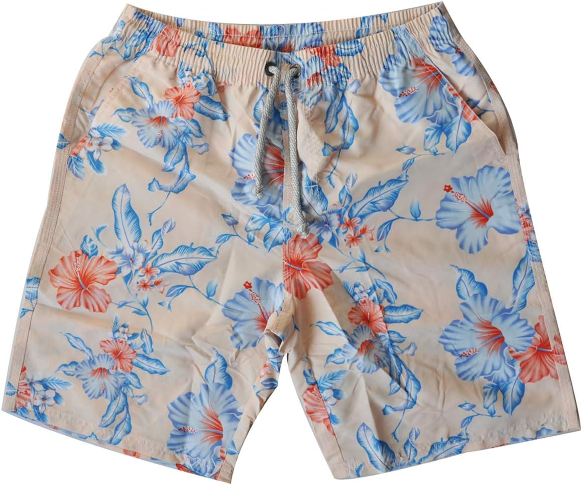 Prefer To Life Men's Swim Truncks Floral Design Quick Dry Boardshorts Bathing Suits Swimming Shorts Beach Wear (3XL)