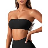 VOYJOY Impact Bandeau Bra Workout Strapless Basic Tank Top Adjustable Back | Removable Pads, Impact Backless, flexible support