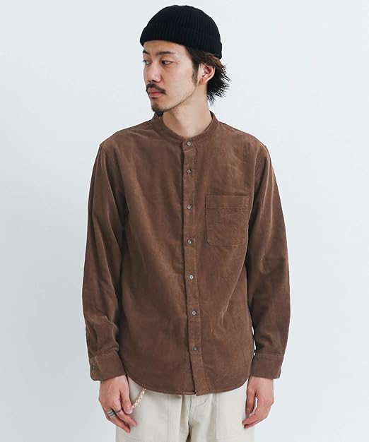 Amazon サニーレーベル ワイシャツ コーデュロイバンドカラー