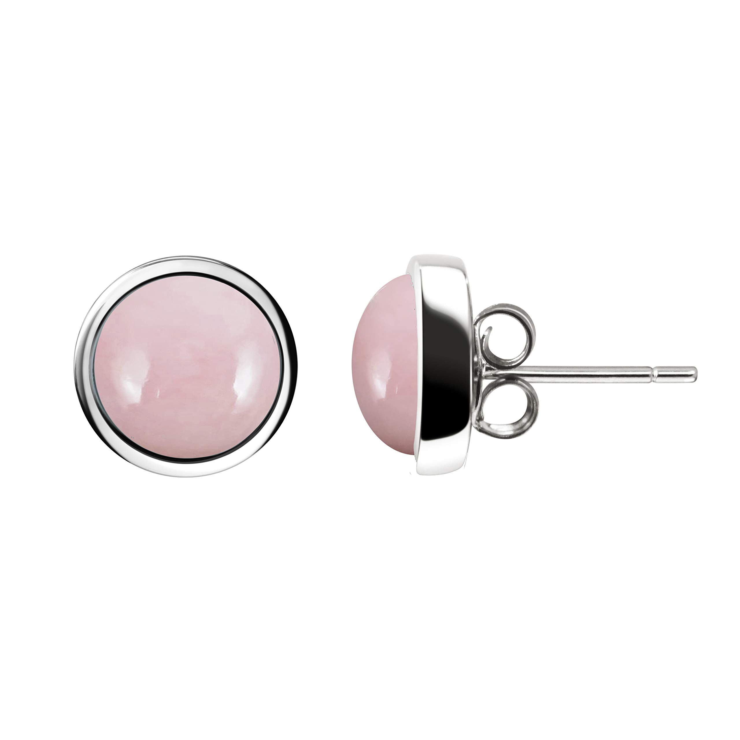 Franki Baker 925 Sterling Silver Natural Pink Opal Stud Earrings 925 Sterling Silver. Stud Size: 9.00mm