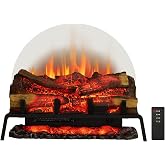 PuraFlame 27" Free Standing Electric Fireplace Log Set Insert, 750W/1500W Heater, 6 Flame Colors with 5 Brightness, Crackling Sound, Remote Control