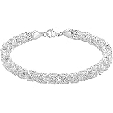 Krudan 925 Sterling Silver Byzantine Bracelet for Women Chunky Bracelets Handmade Jewelry Gifts for Her