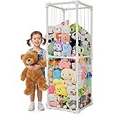 JAWNLITY Stuffed Animals Storage Zoo Organizer, PVC Stuffy Toy Holder, 350L Extra Large Vertical Plush Organizer, Freestanding Stuffed Toy Cage for Nursery and Playroom