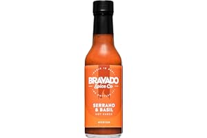 Serrano And Basil Hot Sauce By Bravado Spice Gluten Free, Vegan, Low Carb, Paleo Hot Sauce All Natural 5 oz Hot Sauce Bottle Award Winning Gourmet Hot Sauce