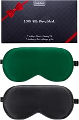 BeeVines Sleep Mask 2 Pack Mulberry Silk Eye Shades with Adjustable Strap