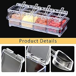 Faxco Clear Seasoning Box, 4 Pieces Seasoning Rack