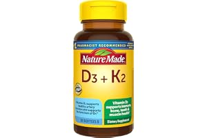 Nature Made Vitamin D3 K2 Supplement, 5000 IU (125 mcg) Vitamin D for Bone, Muscle and Immune Support, 30 Softgels