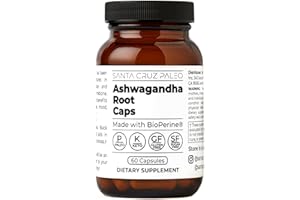 Santa Cruz Paleo, Ashwagandha Root with BioPerine, Herbal Supplement for Focus, Stress Support Adaptogen for Men and Women, Gluten Free, Vegetarian, Keto Friendly, 600MG Capsules, 60 Count