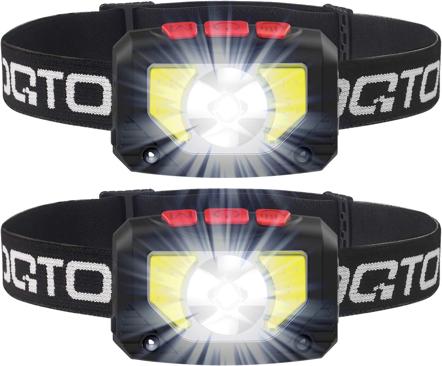 OQTO LED Headlamp Flashlight, 1000 Lumens USB Rechargeable Headlight, 8 Modes with Motion Sensor Head Lamp, Waterproof LED Head Lights for Camping, Hiking, Running, Working and More, Pack of 2 - - 