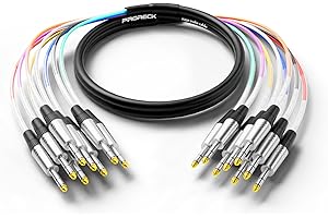 PRORECK 10ft Snake Cable, 8-Channel Shielded Audio Cable 1/4'' TRS to 1/4'' TRS, with Color-Marked Connectors for Professional Stage, Studio, and Live (PR-TRS-8 * 10)