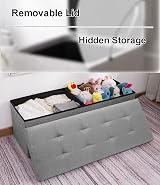 Dripex Folding Linen Storage Ottoman 120L 110x38x38 Light Grey view 5