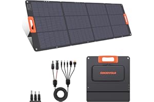 SOKIOVOLA N-Type 16BB 200W Portable Solar Panel for EF/Jackery/Bluetti/Anker Power Station,Solar Panel ETFE USB-A &Type-C IP68 25% High Efficiency for Camping RV Outages Emergencies Home Backuot