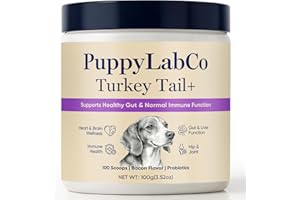 TOGOLIUN Puppylabco Turkey Tail Mushroom for Dogs - Gut & Immune Supports, 100 Scoops | Bacon Flavor | Probiotics 100g (1)