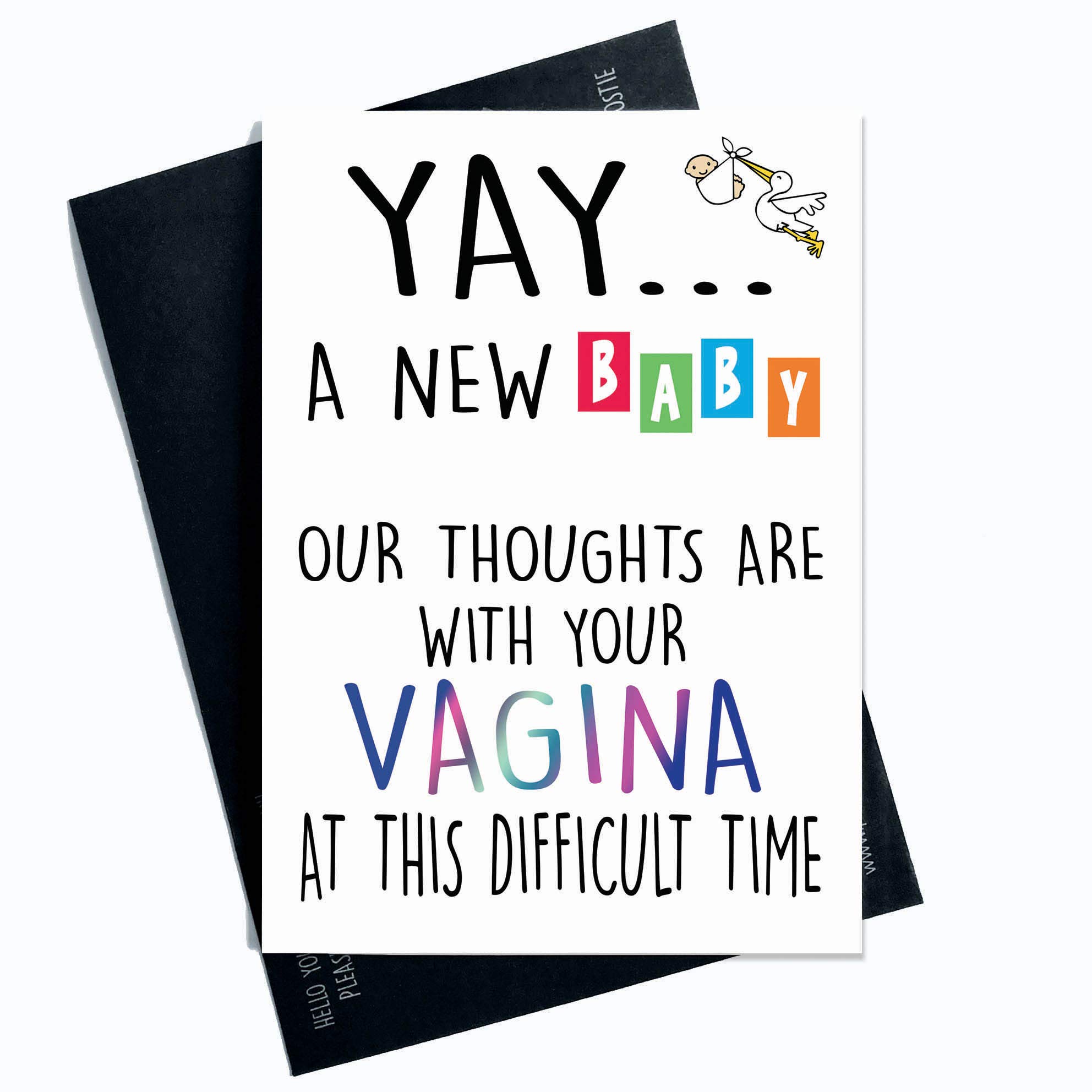 New Baby Cards, Congratulations Card, Thoughts with Your Vagina, Funny Card Baby Girl Cards Baby Boy Cards Novelty Cards Greeting Cards PC89
