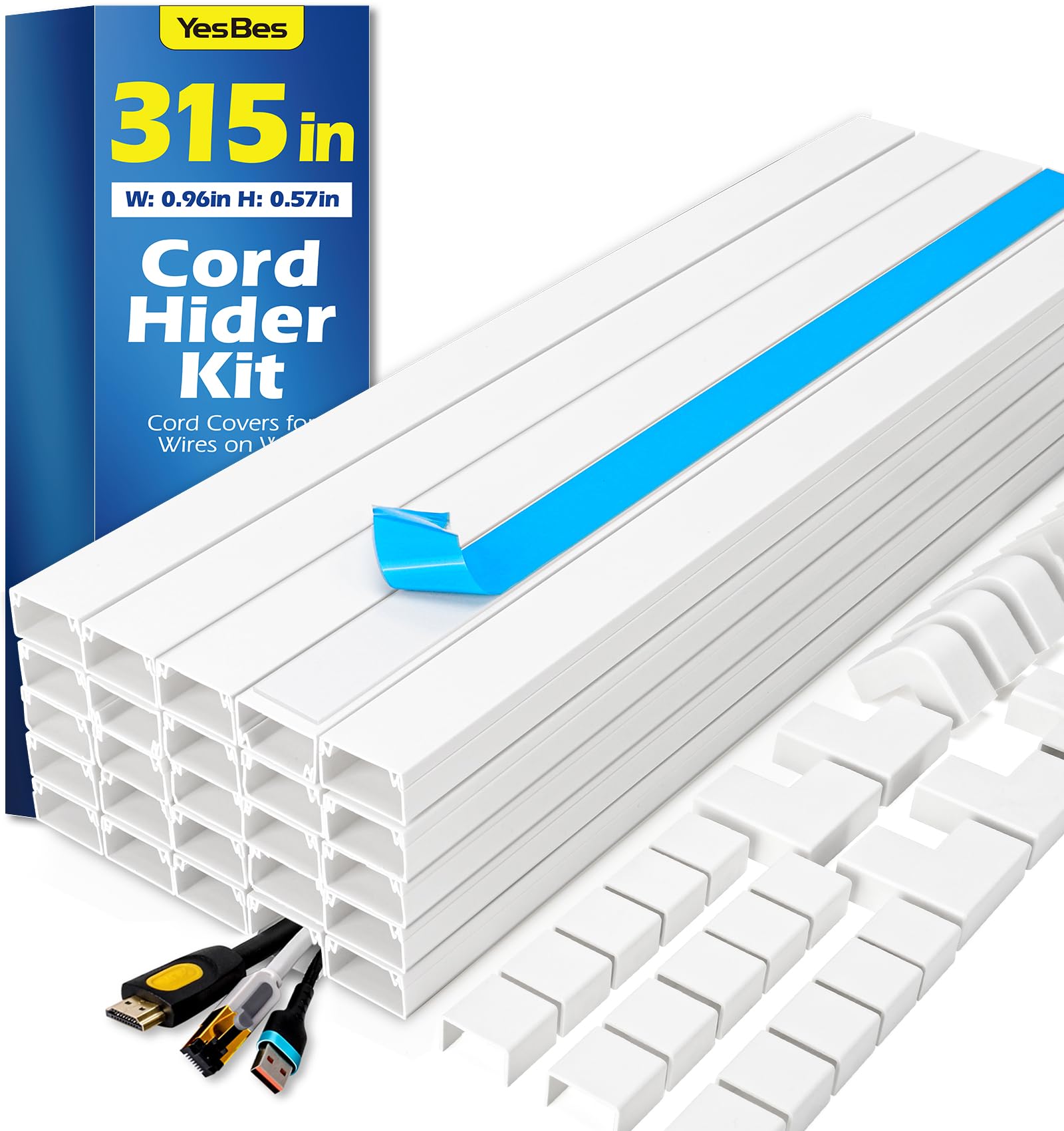 Photo 1 of 315in Cord Hider Kit, Paintable Cable Raceway, Cord Covers for Wires on Wall, Cord Hider for Wall Mount tv, tv Cable Hider Wall kit, Wire Covers for Cords, 20X L15.7in X W0.96in X H0.57in, White