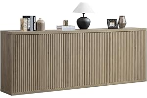 SICOTAS Buffet Cabinet with Storage Accent Sideboard Modern Credenza with Doors & Shelves Fluted Media Console Mid Century Coffee Bar Table for Living Room Kitchen Dining Room Hallway (3PCS)