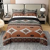 jejeloiu Southwestern Bedding Duvet Cover Set 100% Cotton King Size Geometric Pattern Bedding Set Native American Design Comforter Cover Set Tribal Orange Blue Bedspread Cover Bedroom Bedclothes