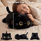 Mewaii Cute Black Cat Plush Pillow Kawaii Squishy Plush Toy 13in view 2
