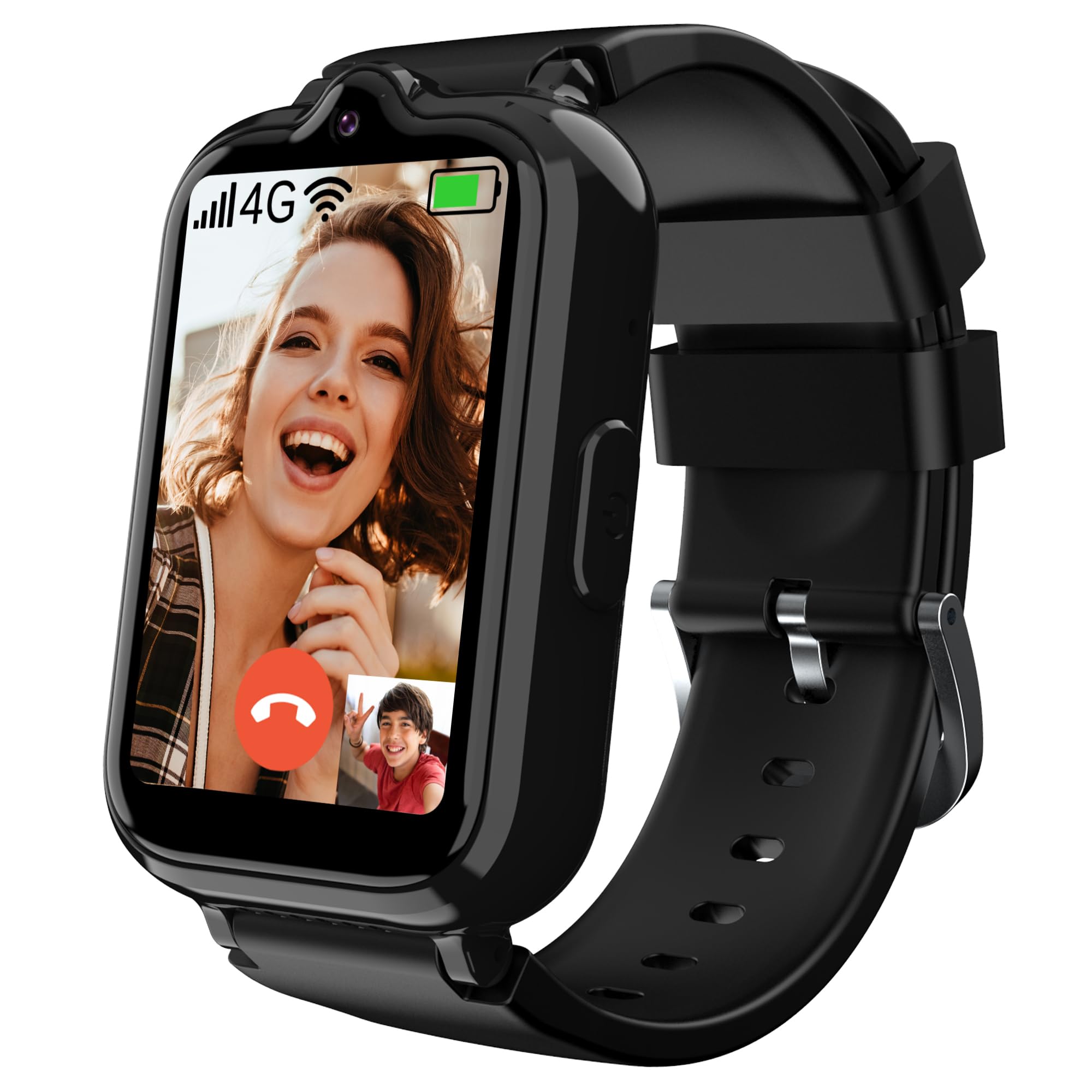 4G Kids Smart Watch with GPS Tracker & Video Calling Kids Cell Phone Watch for Boys Age 5-12, SOS Call Video Voice Chat Camera Alarm Clock Pedometer GPS Tracker Watch for Kids (Including SIM Card)