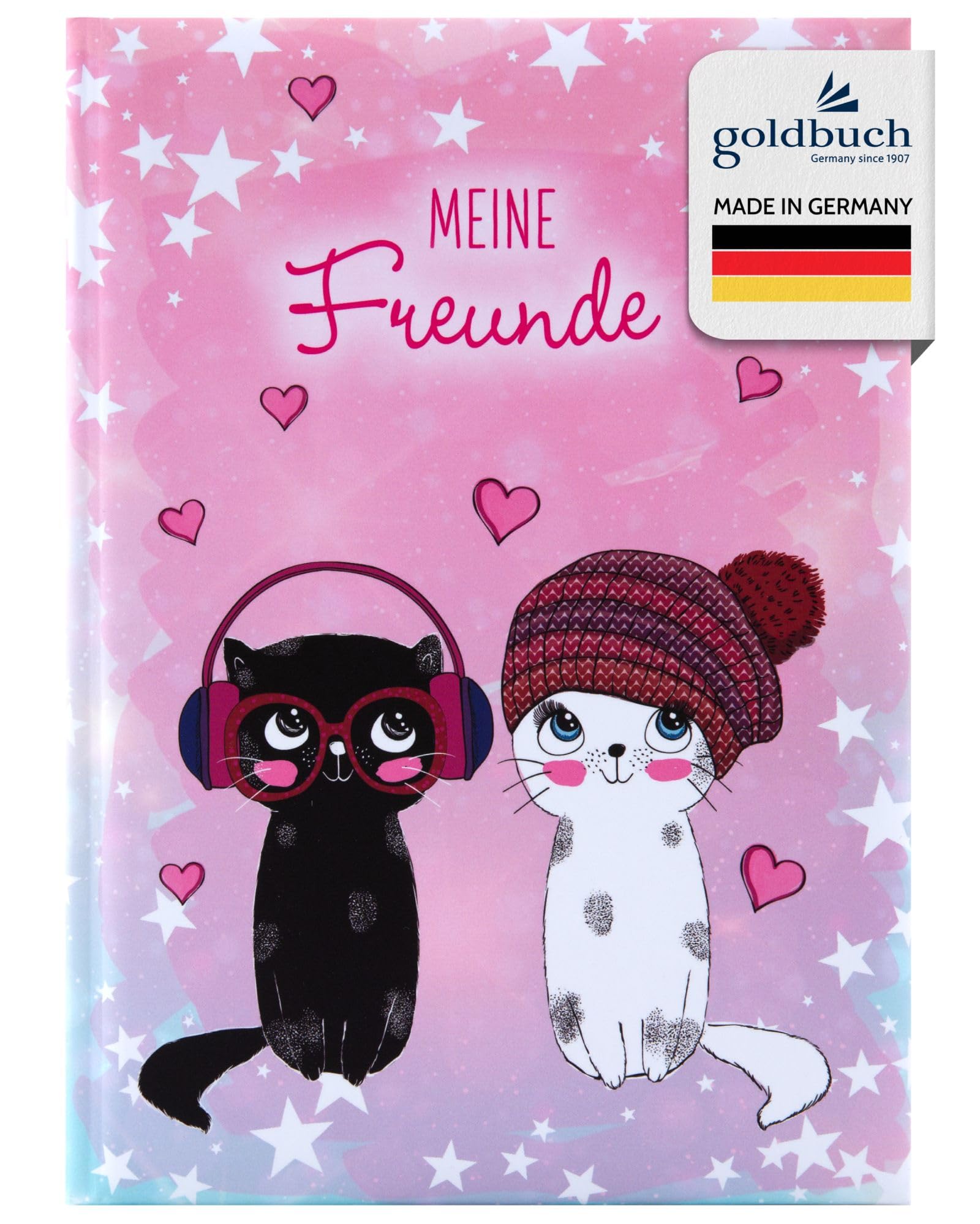 goldbuch 43099 Music for Cats A5 Fill in Friend Book for Friends, Primary School, Nursery, Kita, 88 Illustrated Pages, Cover with Art Print, Laminated