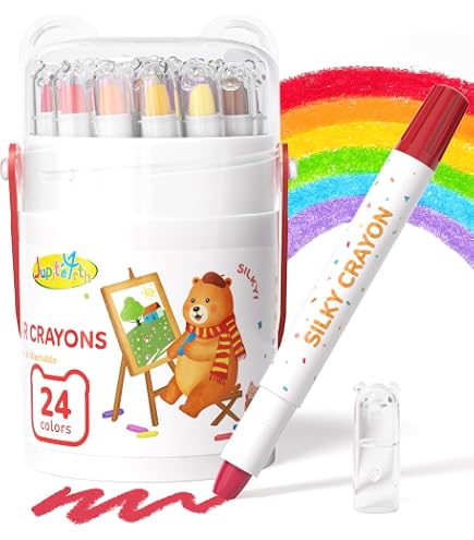 Jumbo Twistable Gel Crayons For Toddlers - 24 Count Washable Non-Toxic With Storage Box